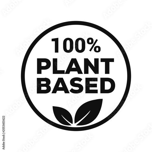 100 Percent Plant Based Certification Badge for Vegan Natural Ingredient Claims on Food and Consumer Product Packaging Labels