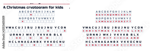 Cuadro en lienzo Christmas coded message puzzle for kids with the correct answer