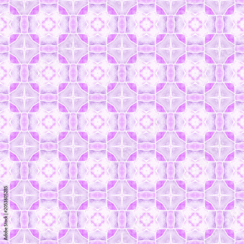 Textile ready perfect print, swimwear fabric, wallpaper, wrapping. Purple splendid boho chic summer design. Watercolor medallion seamless border. Medallion seamless pattern.