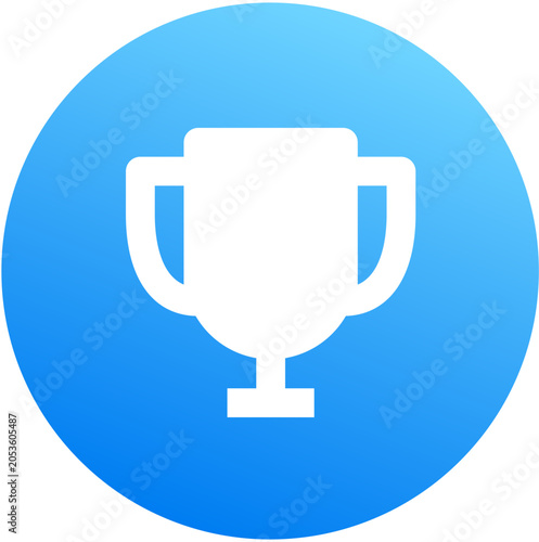 Vibrant blue trophy award winner icon round badge mobile