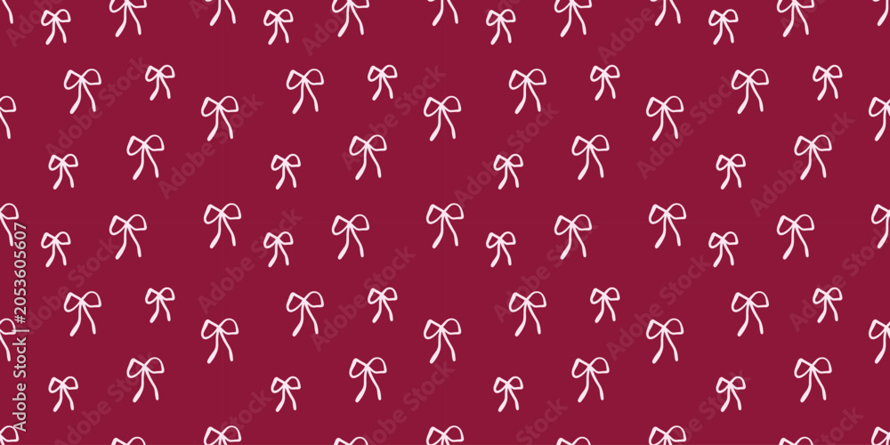 Naklejka premium Seamless pattern with pink ribbon bows on a dark pink background