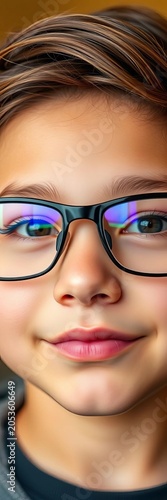 Modern and chic eyeglasses frame for a young wearer, boasting a trendy shape and resilient materials for active children,  trendy design,  modern frames