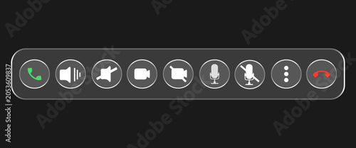 Foto Liquid Glass Effect Modern User Interface Video Call Control Icons Set
