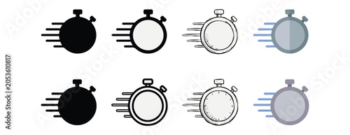 Bild auf Leinwand Minimalist stopwatch icons featuring various styles including solid outline sket