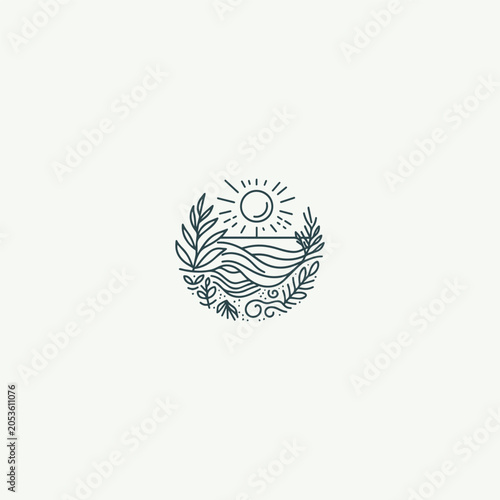 Summer beach logo icon design template vector illustration