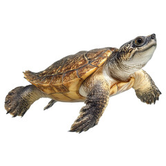 PNG of A beautifully detailed turtle swimming gracefully through water.
