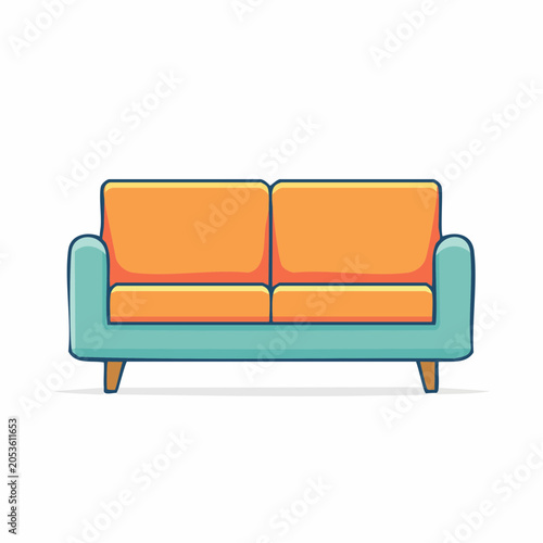 Modern Two-Seater Sofa Illustration
