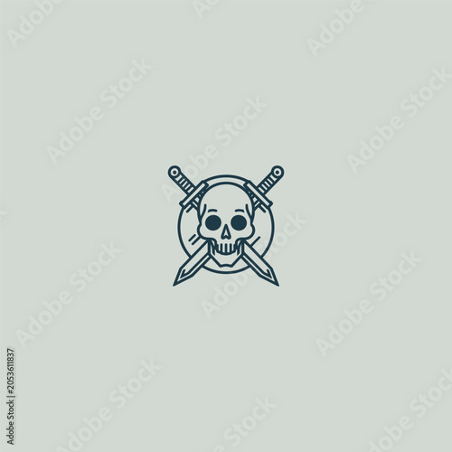 Skull sword logo icon design template vector illustration