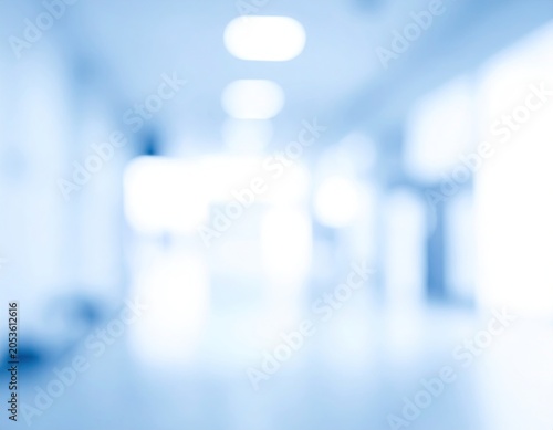 Soft-focused, light-filled interior hallway, creating a sense of distance and spaciousness