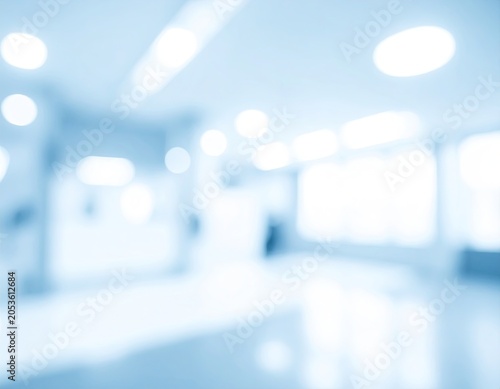 Soft, blurred interior perspective of a spacious, light-filled, modern architectural setting