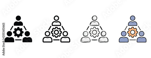Foto Teamwork icons showing people collaboration hierarchy and gears representing tea