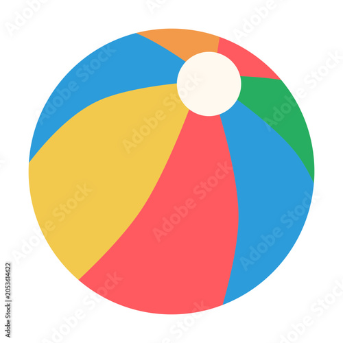 Colorful beach ball icon symbolizing fun summer activities at the beach. Great for holiday and leisure themed designs.