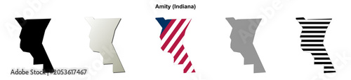 Foto Amity (Indiana) blank outline map set