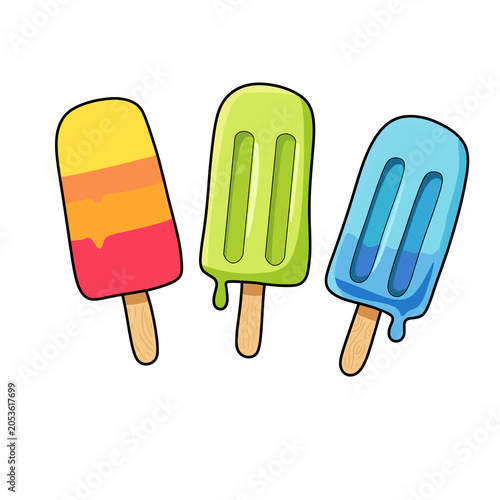 Colorful ice cream popsicles summer vector illustration