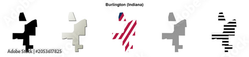 Foto Burlington (Indiana) blank outline map set