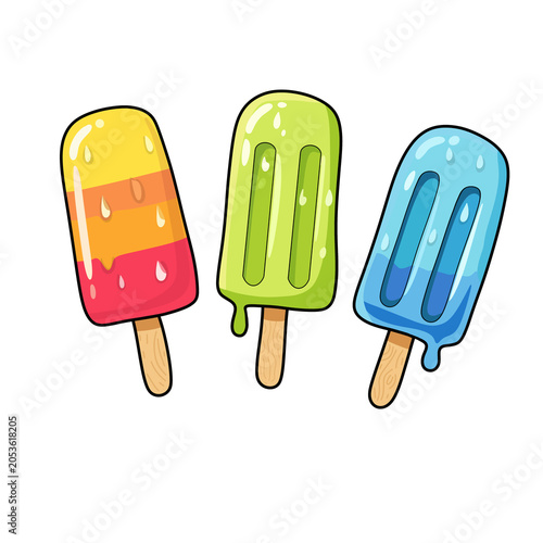 Colorful ice cream popsicles summer vector illustration