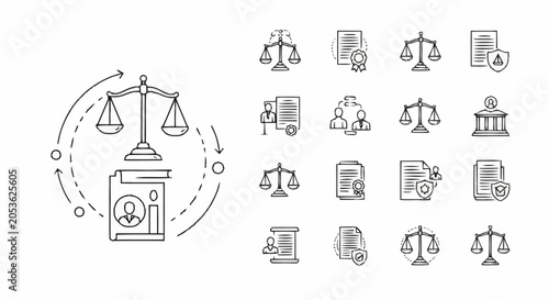 Φωτογραφία Justice law and legal icons set.