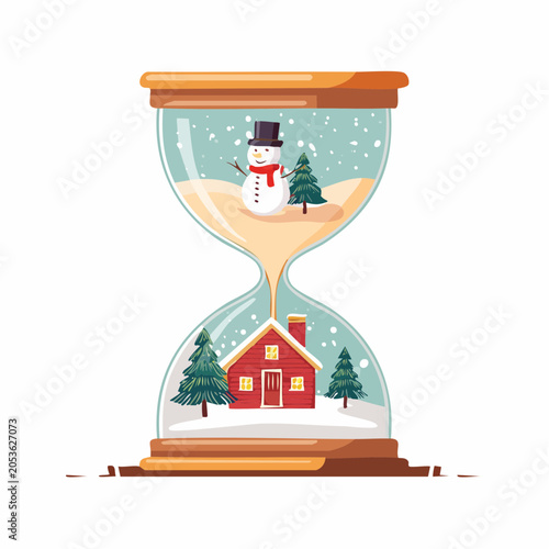 Hourglass with Winter Scene