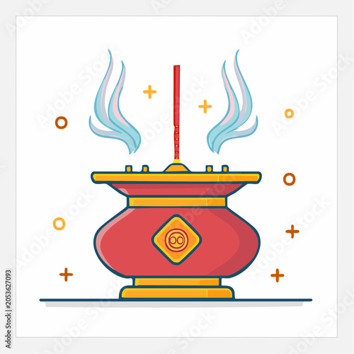 Incense Burner with Smoke and Decorative Elements