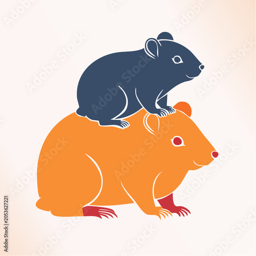 Two Stylized Hamsters Stacked on Top of Each Other
