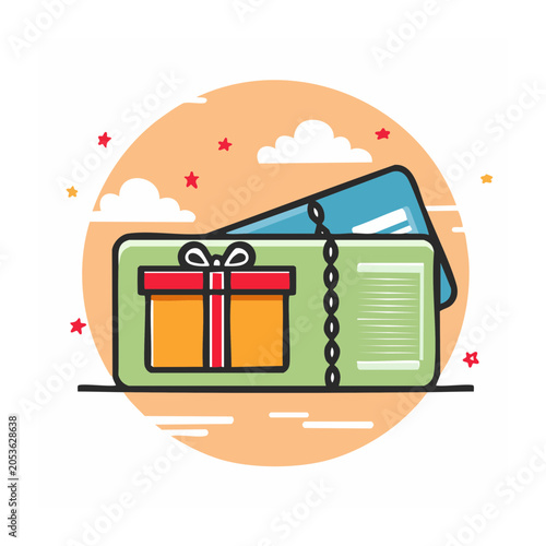 Gift Certificate Flat Design Vector Illustration