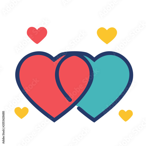 Intertwined Hearts Flat Design Vector