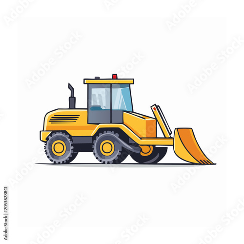 Yellow Bulldozer Cartoon Vector Illustration
