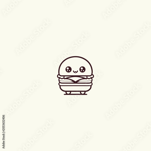 Burger cute logo design template vector illustration