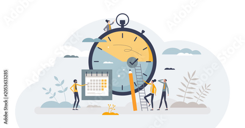 Bild auf Leinwand Efficiency with productive process time management tiny person concept, transparent background