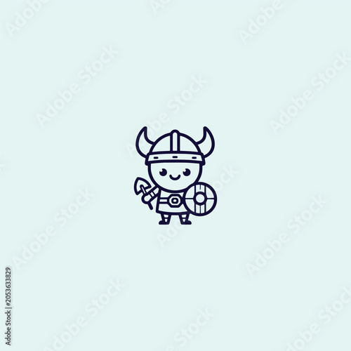 Viking cute logo design template vector illustration