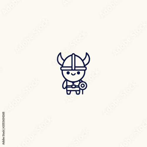 Viking cute logo design template vector illustration