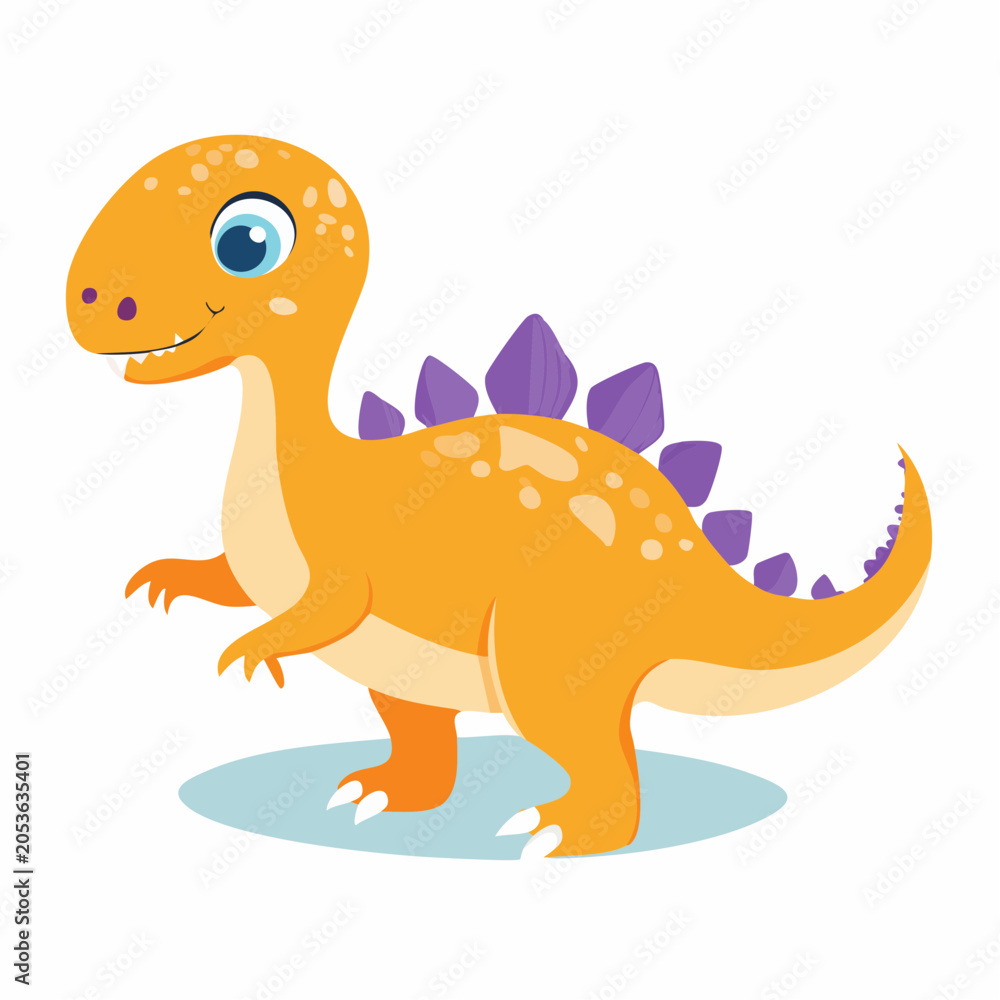 Naklejka premium Cute cartoon Stegosaurus dinosaur illustration