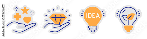Quadro em tela Handheld care and idea icons conveying value and innovation
