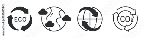 Canvas Print Environmental recycling and globe icons representing sustainability