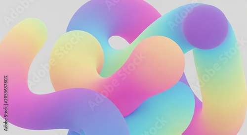 Colorful flowing organic shapes on grey background