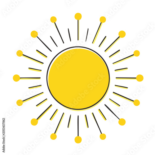 Minimalist sun with rays vector illustration