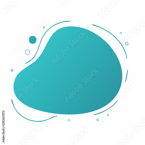 Minimalist teal abstract shape with dots and lines