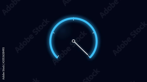 Analogue Speedometer with glow  effect on black background