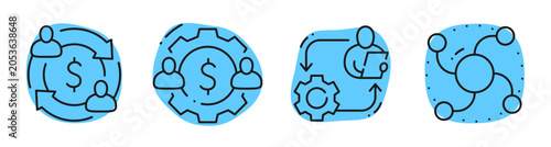 Εκτύπωση καμβά Team finance and workflow icons showing money and collaboration