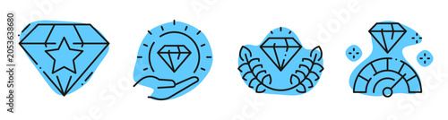 Schilderij op canvas Diamond icons conveying quality and value on white background