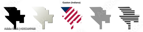 Foto Gaston (Indiana) blank outline map set