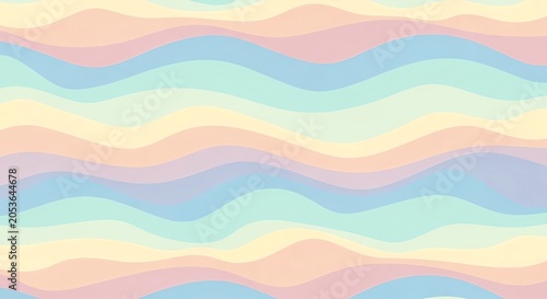 Seamless pattern of pastel colored wavy lines