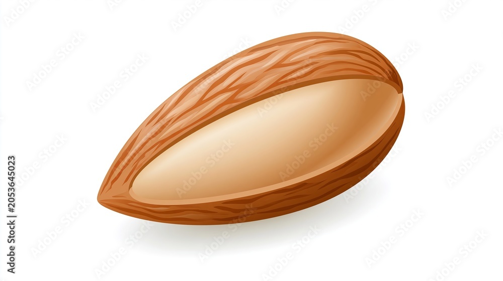 Obraz premium A high-quality image of an almond on a white background, isolated and carefully crafted