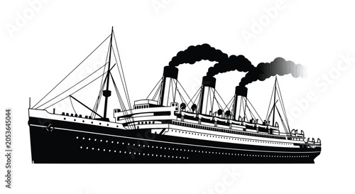 Fotografie Vintage ocean liner ship with smoke