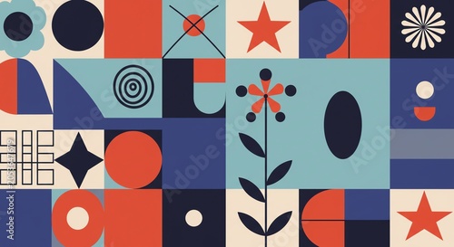 Geometric shapes and floral elements design
