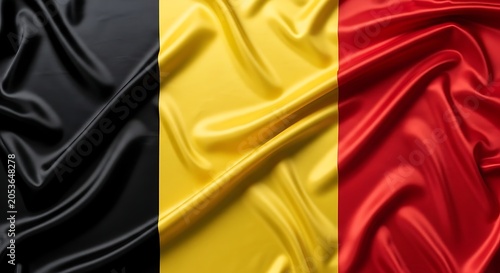 Vibrant Belgian Flag with Silk Texture and Waving Folds