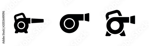 Valokuva Leaf Blower Icons Set. Garden and Yard Cleaning Equipment.
