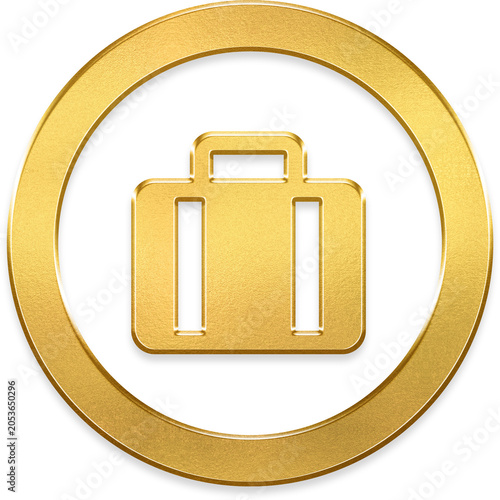 Metallic gold briefcase alt transparent circle badge icon round