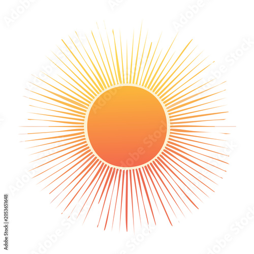 Minimalist sun illustration with rays