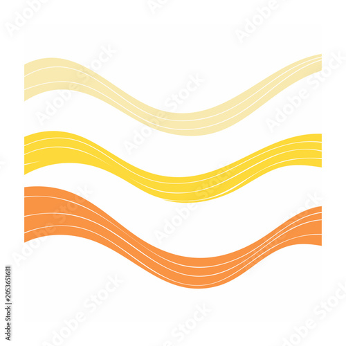 Minimalist wavy lines illustration in yellow and orange
